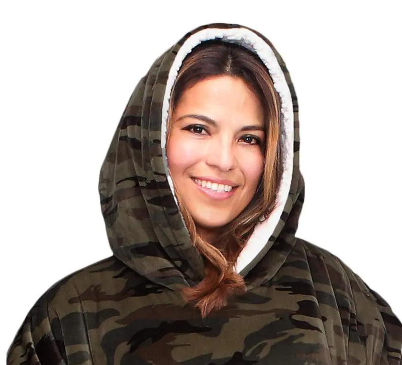 Leopard Print Camouflage Hoodie with Warm Fleece Blanket