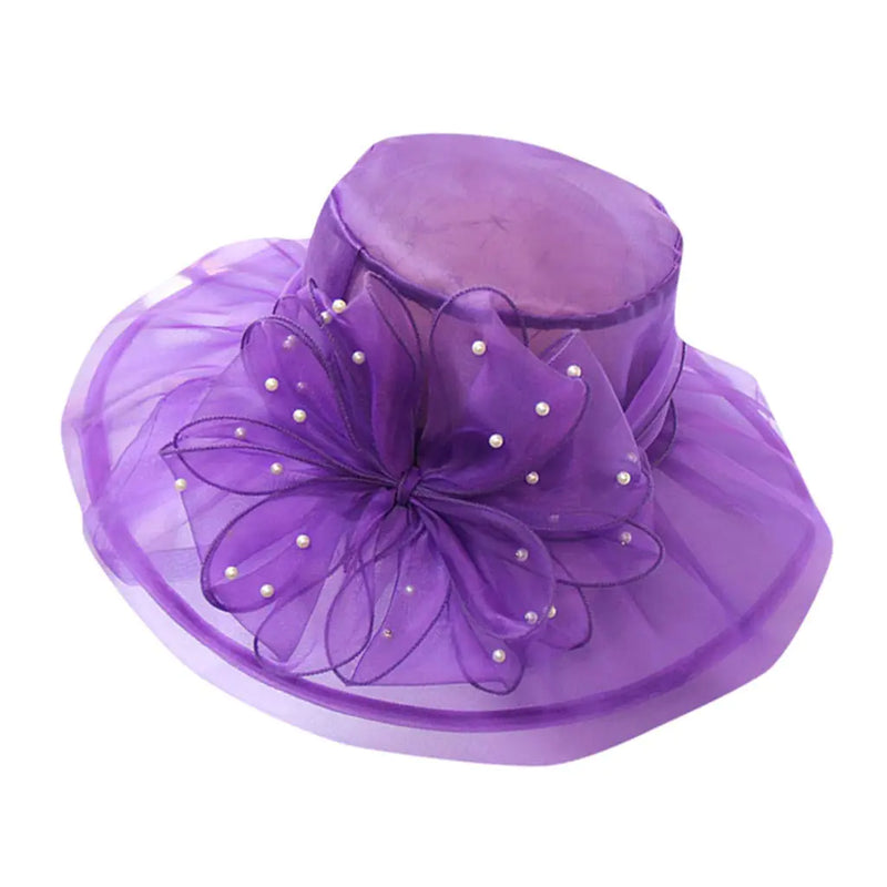 Generic Church Dress Hat for Women Tea Party Wedding Hats with Rhinestone Church Hat Independence Day Gifts (Purple One Size)