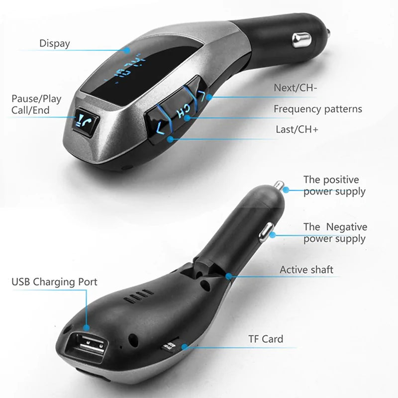 Bluetooth Car Kit Wireless FM Transmitter Radio Audio Adapter FM Modulator Handsfree USB Music MP3 Player For iPhone X