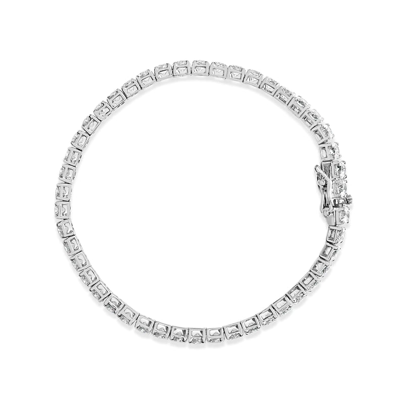 14K White Gold 4-Prong Set Lab Grown Round Diamond Classic Tennis Bracelet (F-G Color, VS1-VS2 Clarity) - 7.25"