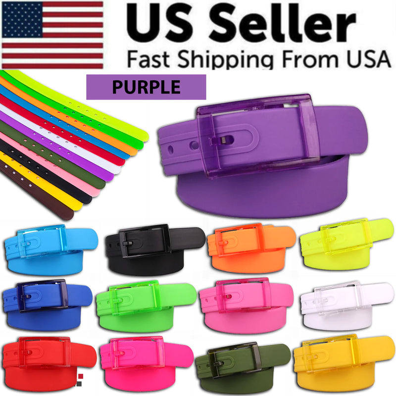 Adjustable Cut to Fit Rubber Plastic Jelly Silicone Casual Belt With Buckle USA