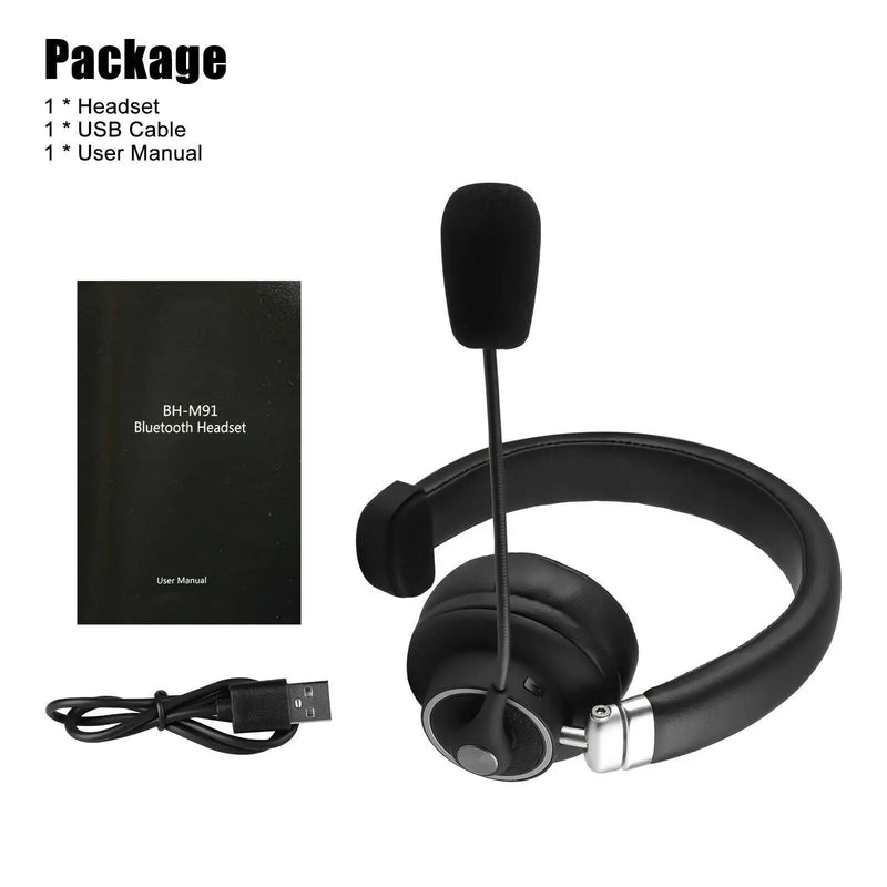 Wireless Headset Truck Driver Noise Cancelling Over-Head Bluetooth Headphones US