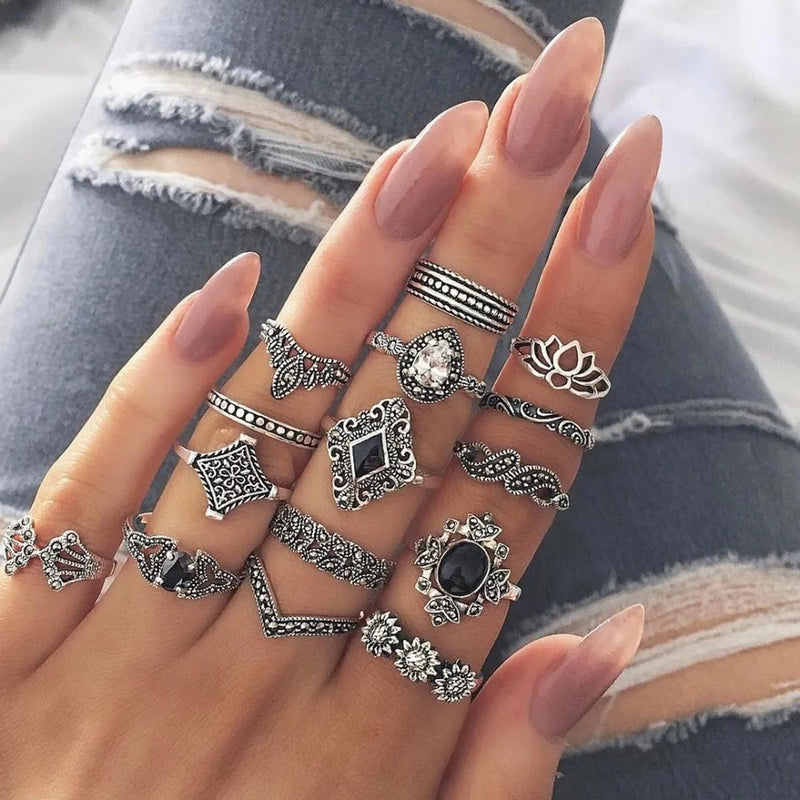 Retro Knuckle Bohemian Ring Set