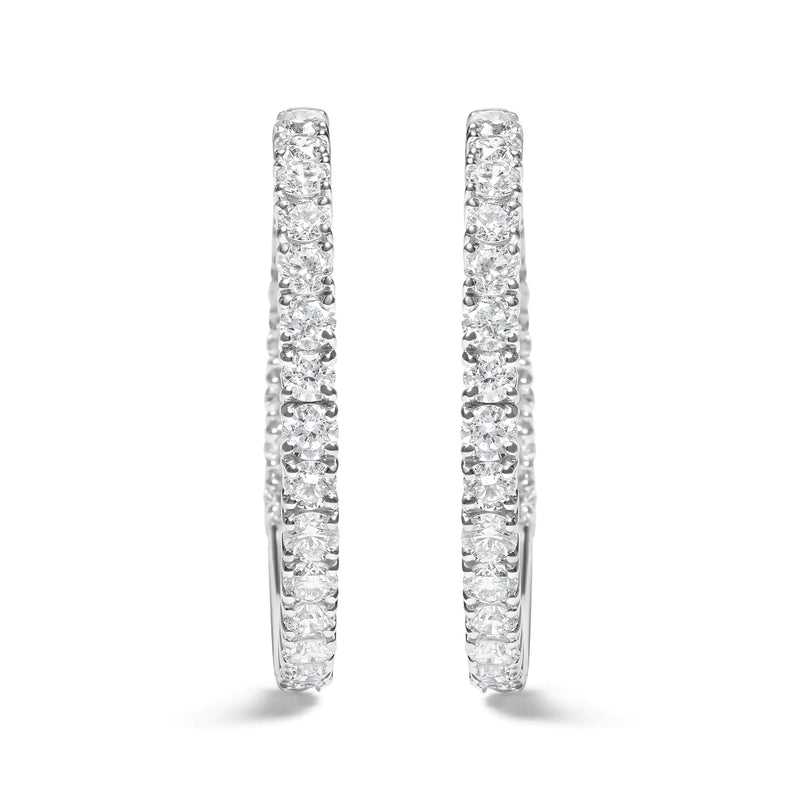 14K White Gold 5.00 Cttw Lab Grown Diamond Inside Out Hoop Earrings (F-G Color, VS1-VS2 Clarity)