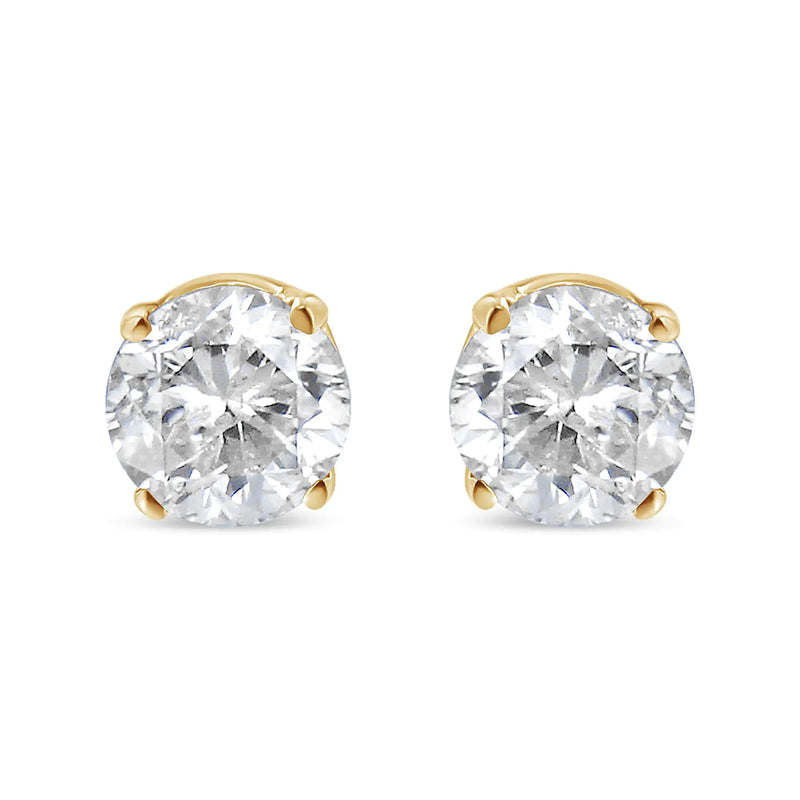 14K Yellow Gold 1/2 Cttw Round-Cut Diamond Solitaire Stud Earrings (O-P Color, SI2-I1 Clarity)