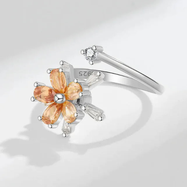 Rotating Rose Flower Opening Ring