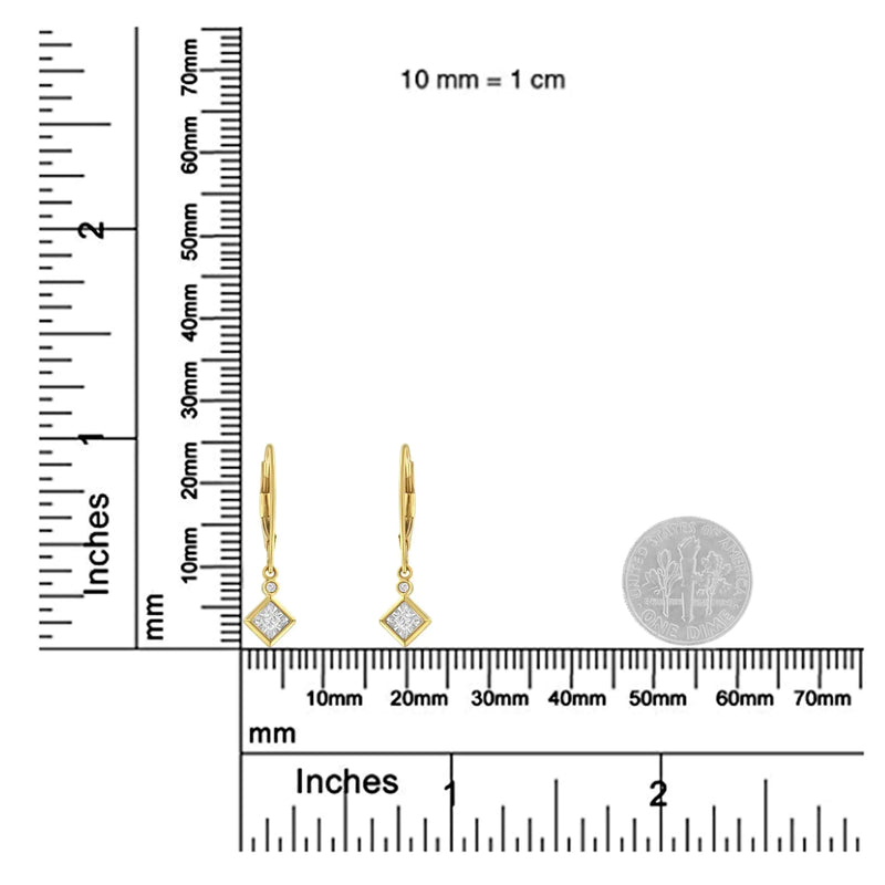 2 Micron 14K Yellow Gold Plating Diamond Dangle Earrings ( 1/3 cttw, J-K Color, I1-I2 Clarity)