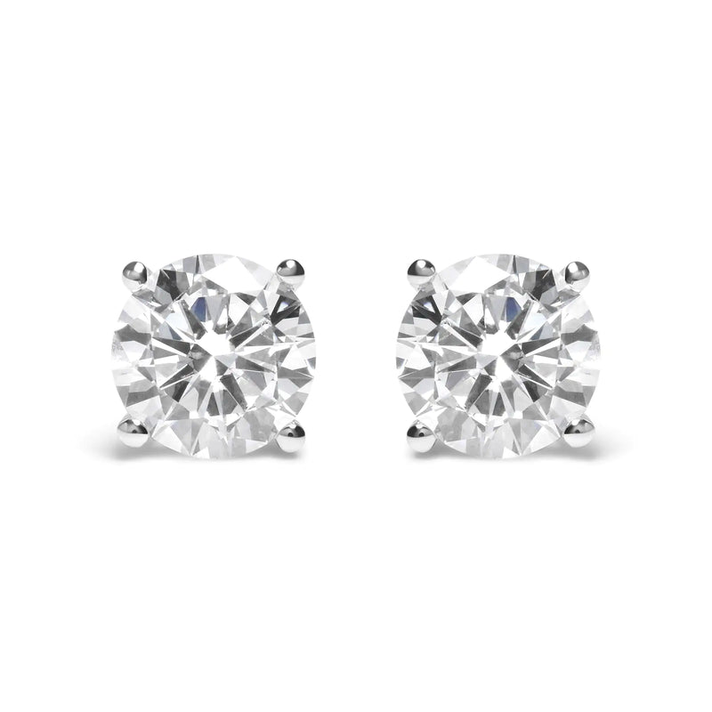 GIA Certified 14K White Gold 6.0 Cttw 4-Prong Round Brilliant Cut Diamond Solitaire Stud Earrings with Screw Backs (F Color, VS2 Clarity)