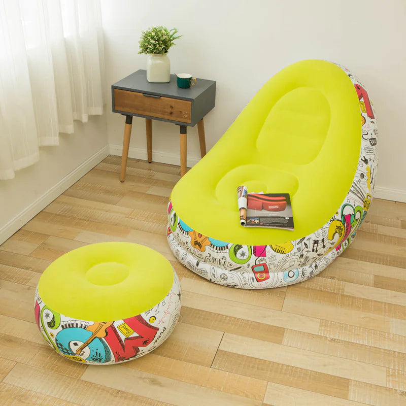 Thick Inflatable Lazy Sofa with Footstool