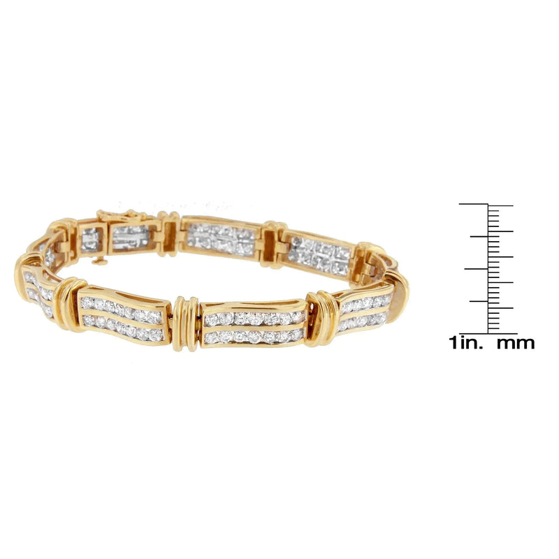 14K Yellow Gold Round-Cut Diamond Bracelet (5.35 cttw, H-I Color, I1-I2 Clarity)