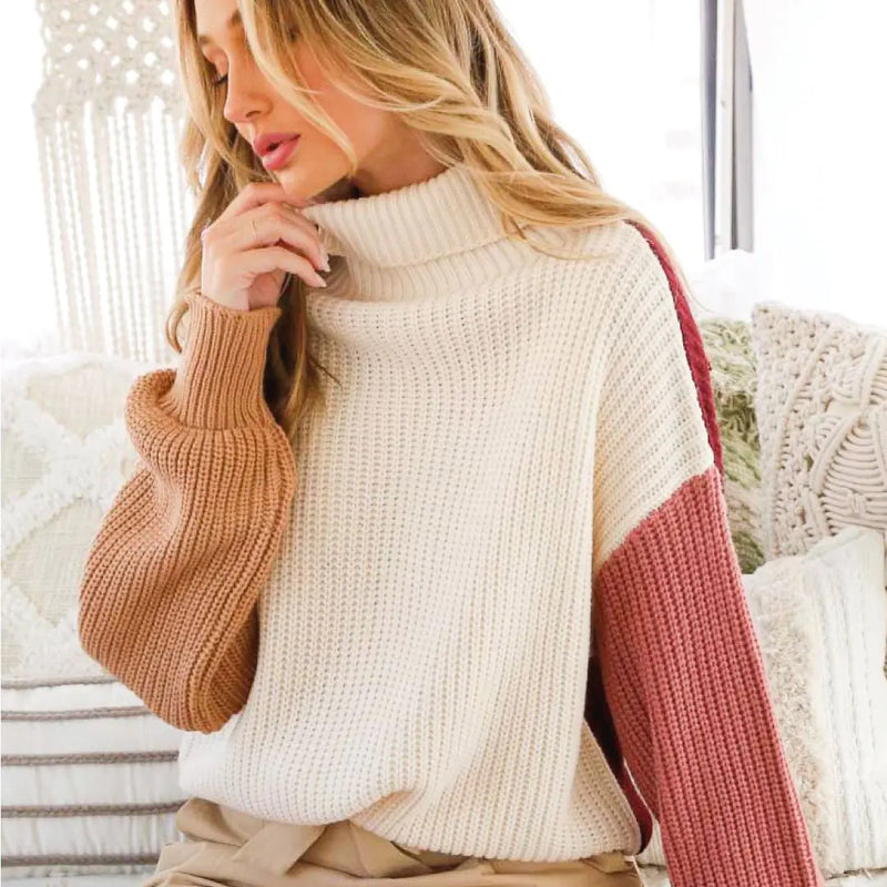 Color Block Sweater Cream