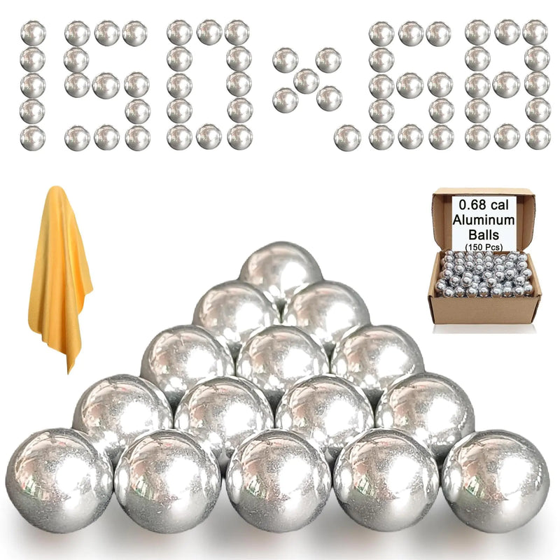 CCFREELIFE 150ct .68 Caliber Aluminum Balls 68 Caliber Self Defense Balls for Byrna SD/LE/MAX for Salt Supply s2 7.3g Reusable Ideal for Self Defense and Practice
