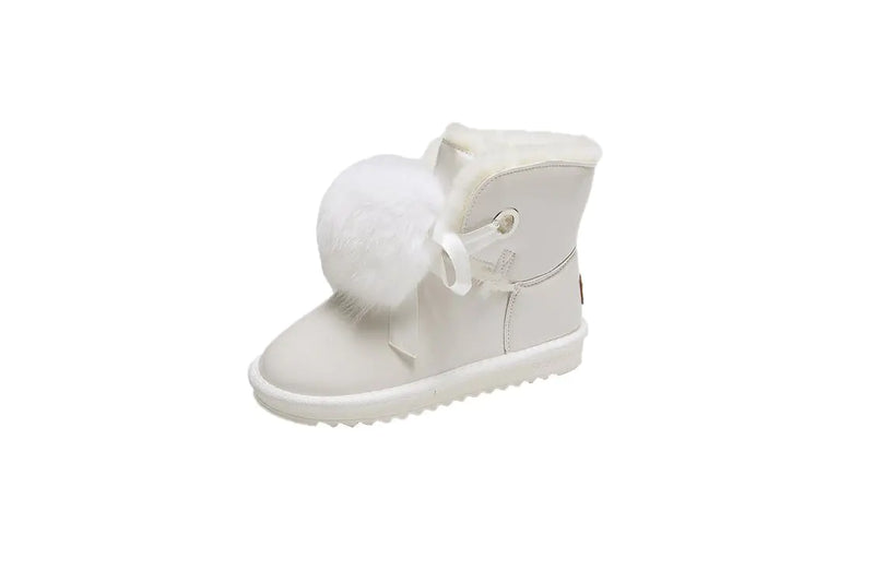 Fashionable White and Silver Waterproof Snow Boots