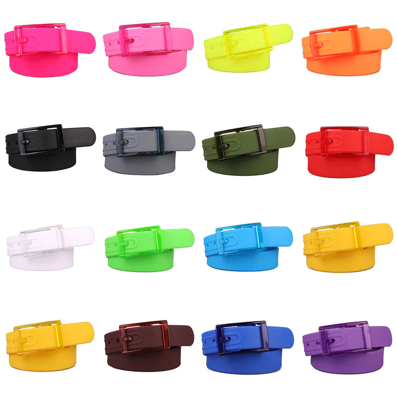 Adjustable Cut to Fit Rubber Plastic Jelly Silicone Casual Belt With Buckle USA