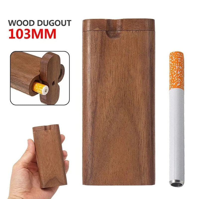 Wooden Dugout Pipe Self Cleaning Metal Bat Poker Smoking Pipe One Hitter Kit US