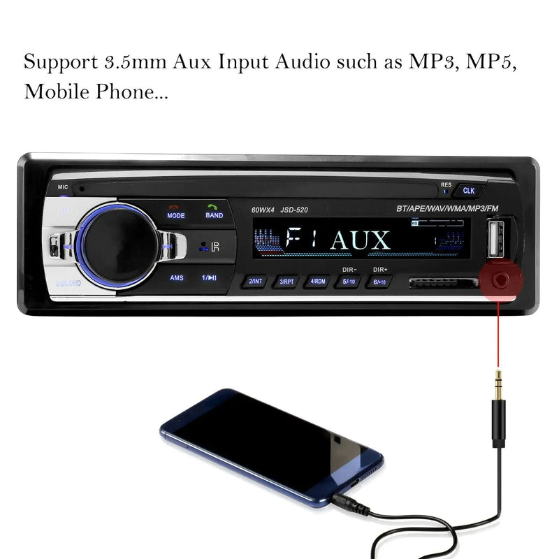 Bluetooth Car Stereo Audio In-Dash FM Aux Input Receiver SD USB MP3 Radio Player