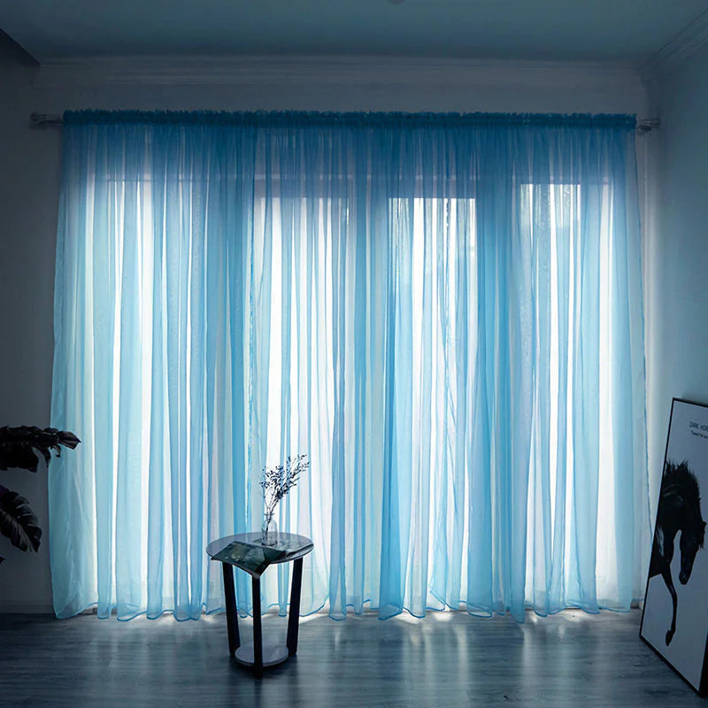 Simple And Modern Balcony Solid Color Gauze Curtain