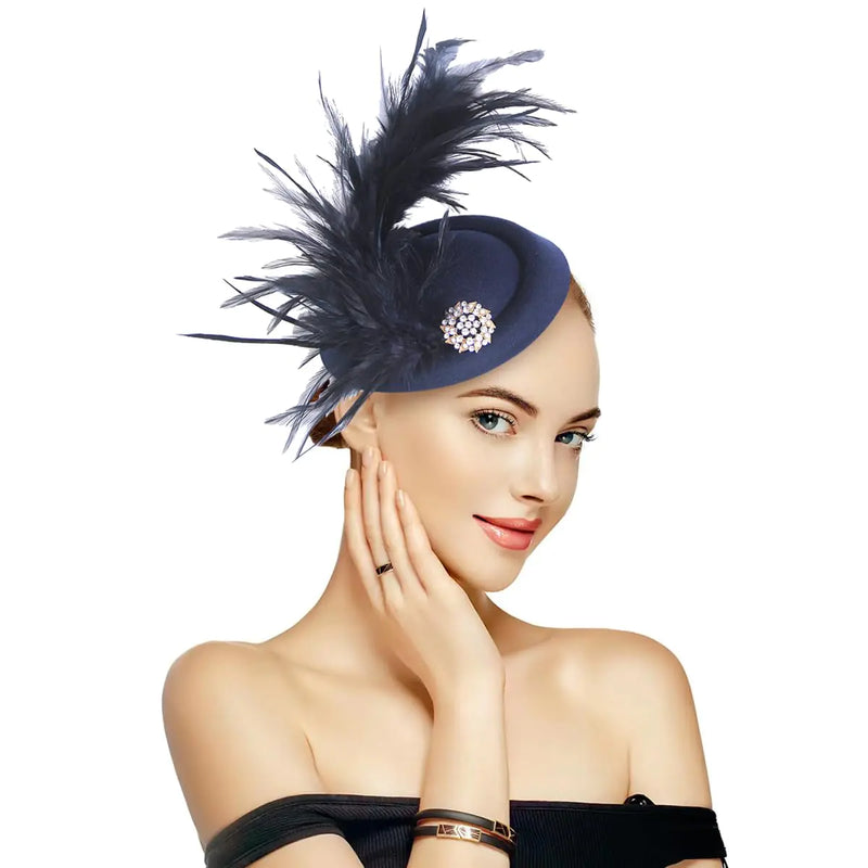 Specell Kentucky Derby Cansinator Hat Derby Hat Kentucky Derby Party Hat Wedding Party Hat50s Hat (Navy Blue)