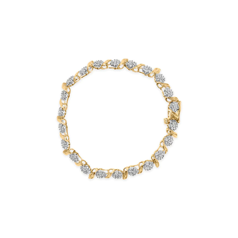 10K Yellow Gold 2.00 Cttw Round Cut Diamond &