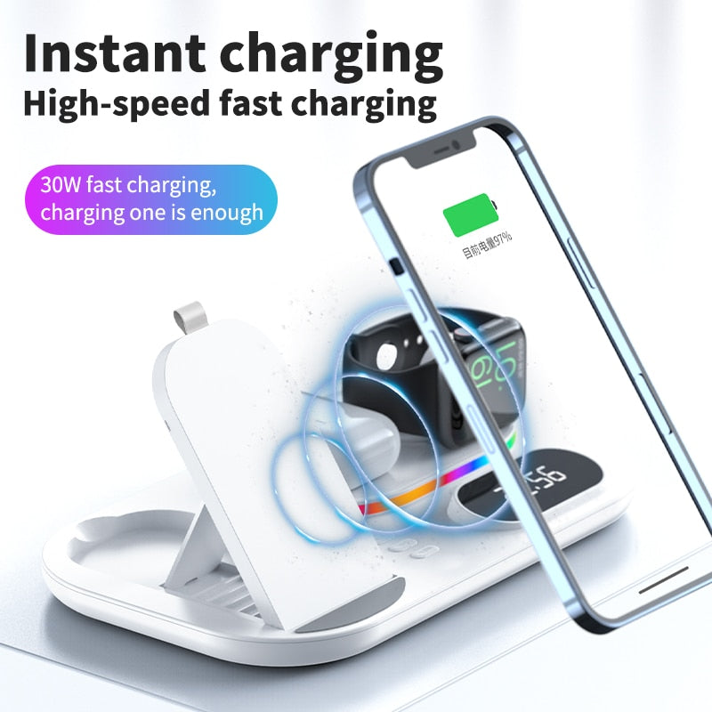 30W LED 4 in 1 Wireless Charger Dock