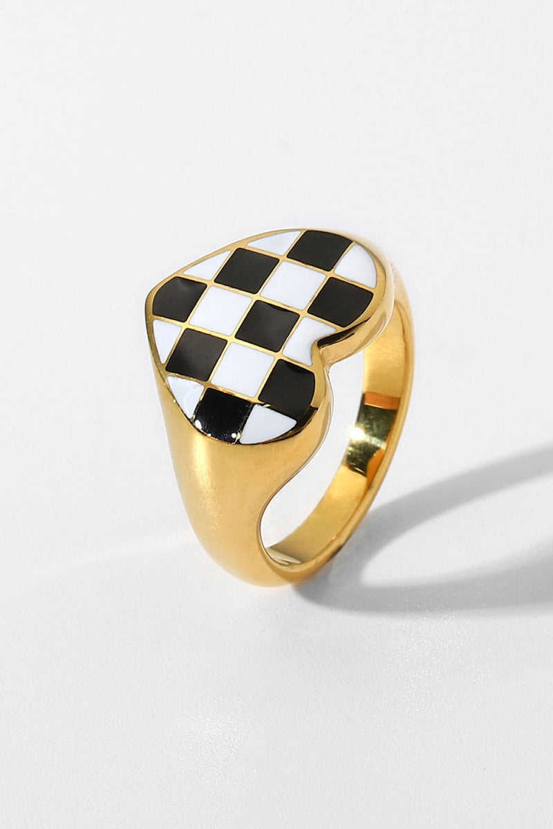 Checkerboard Heart Ring