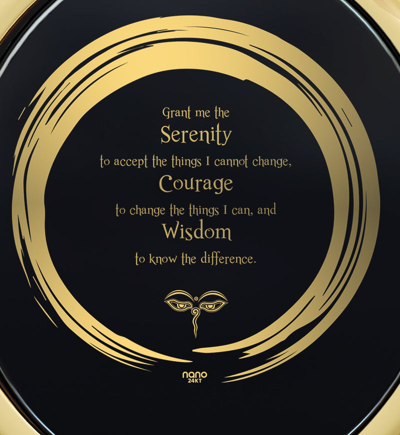 Serenity Prayer Necklace 24k Gold Inscribed Zen Circle Pendant