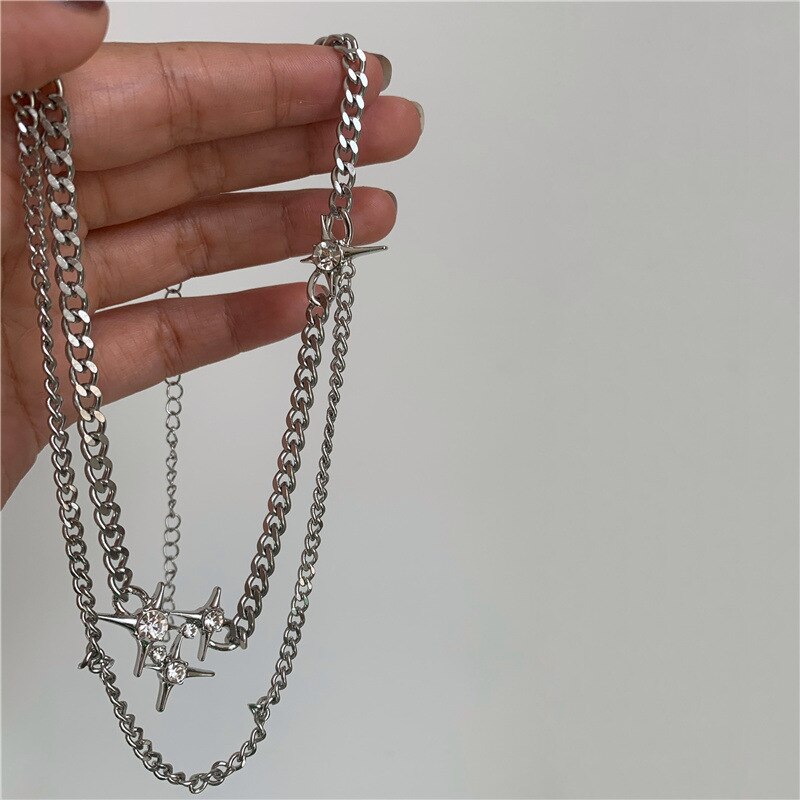 Shiny Crystal Star Chain Necklace