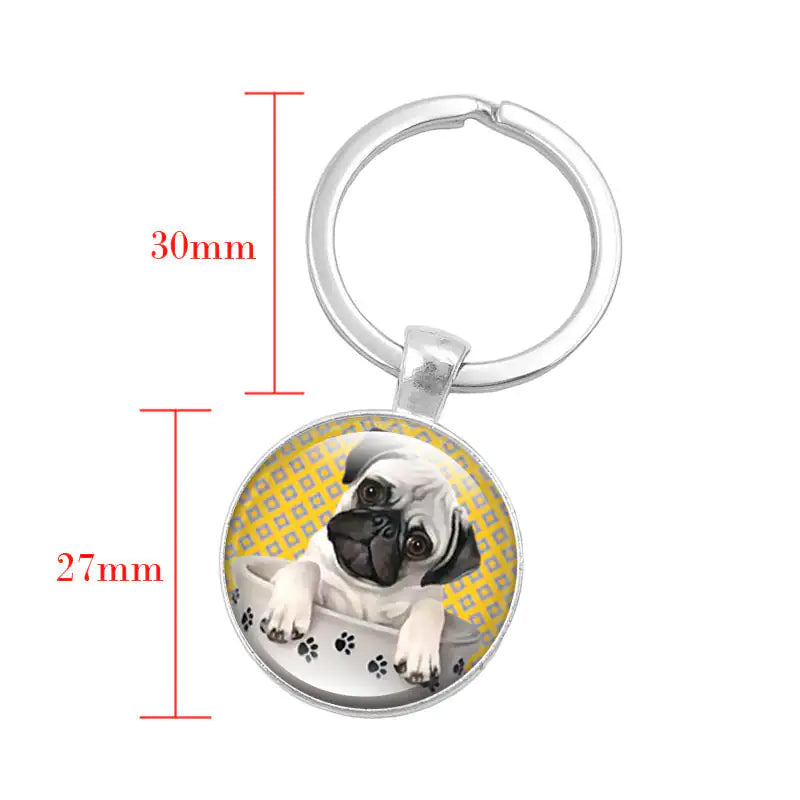 Pug Time Gem Keychain