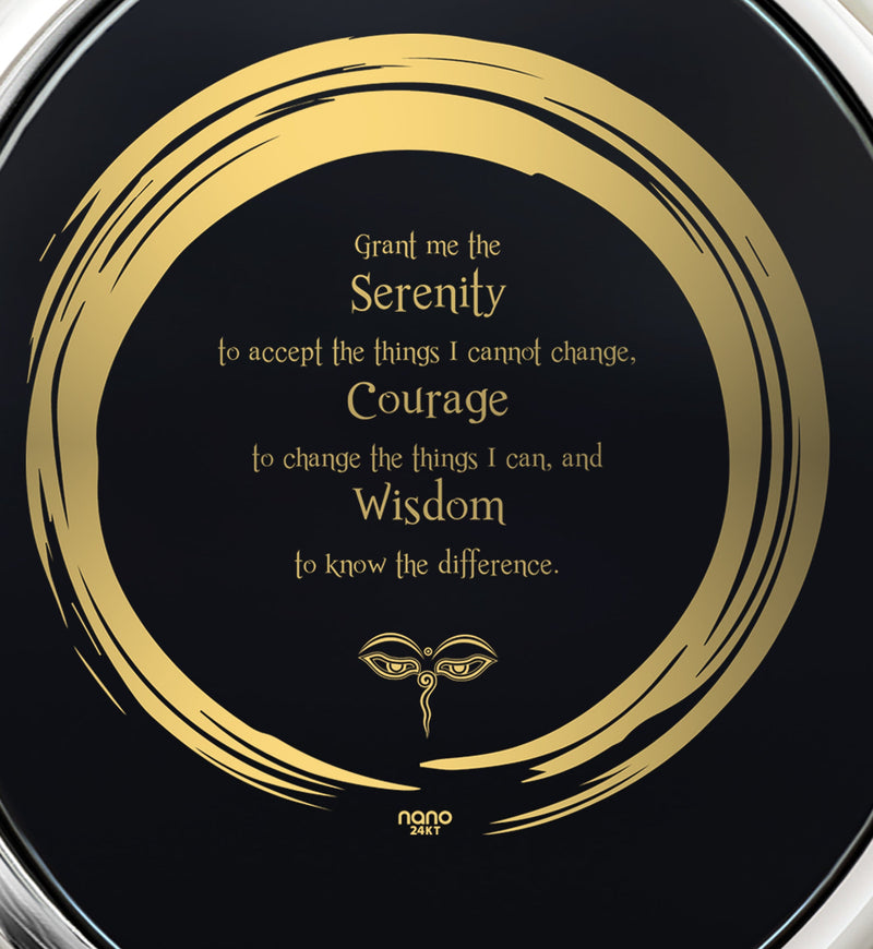 Serenity Prayer Necklace 24k Gold Inscribed Zen Circle Pendant