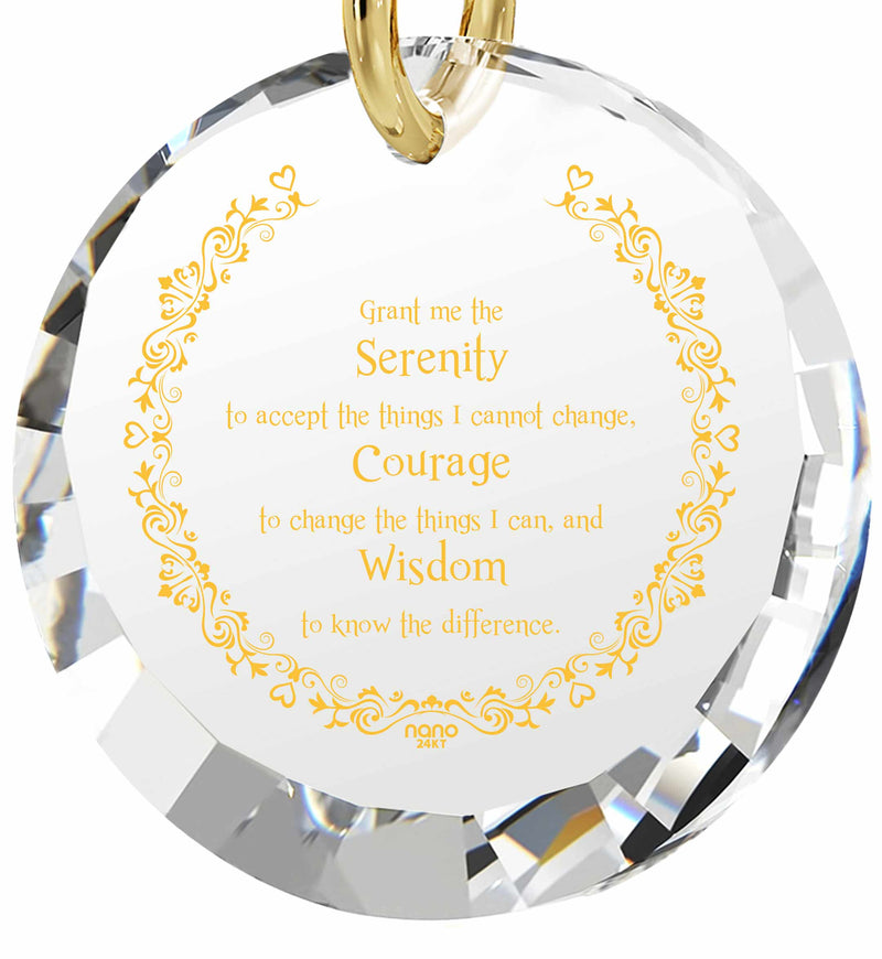 Serenity Prayer Necklace Inspirational Cubic Zirconia Pendant