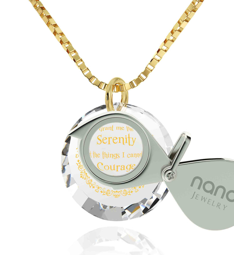 Serenity Prayer Necklace Inspirational Cubic Zirconia Pendant