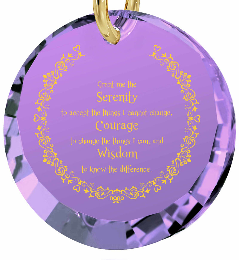 Serenity Prayer Necklace Inspirational Cubic Zirconia Pendant